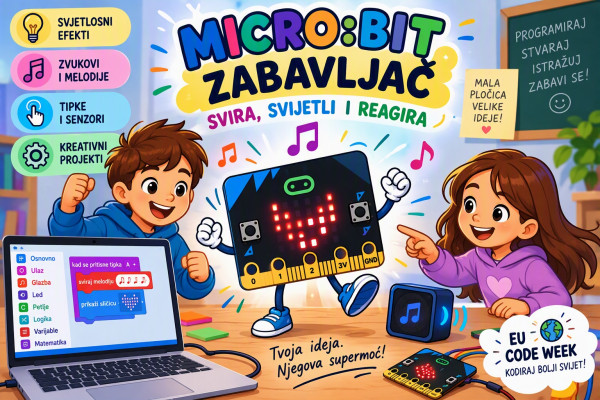 Micro:bit zabavljač: Svira, svijetli i reagira